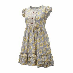 Adorable Sweetness Girls Size 12 Floral Ruffle Dress Lace Button Front